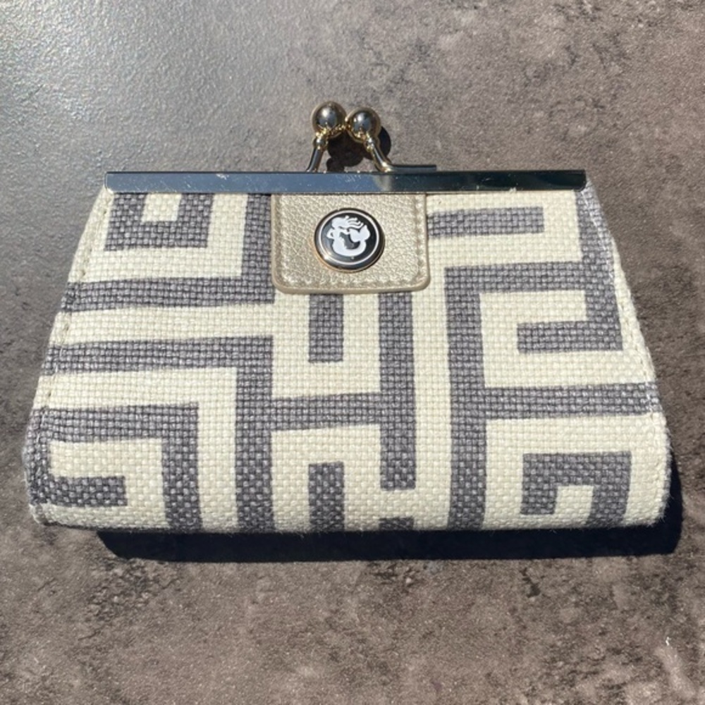 Spartina 449 Linen Snap Closure Wallet Grey Cream